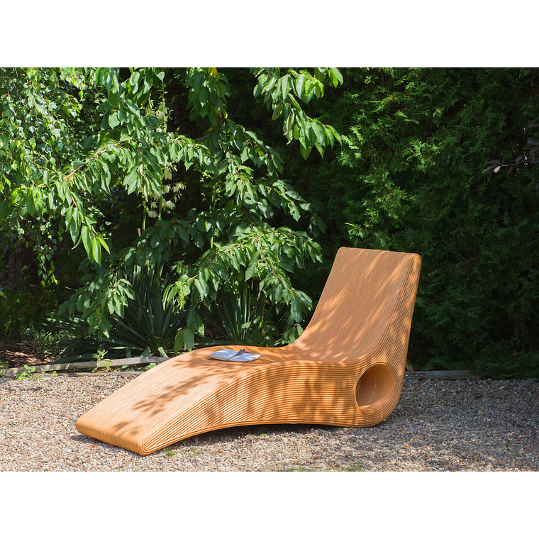 Reposera de ratán madera clara AIROLE 2