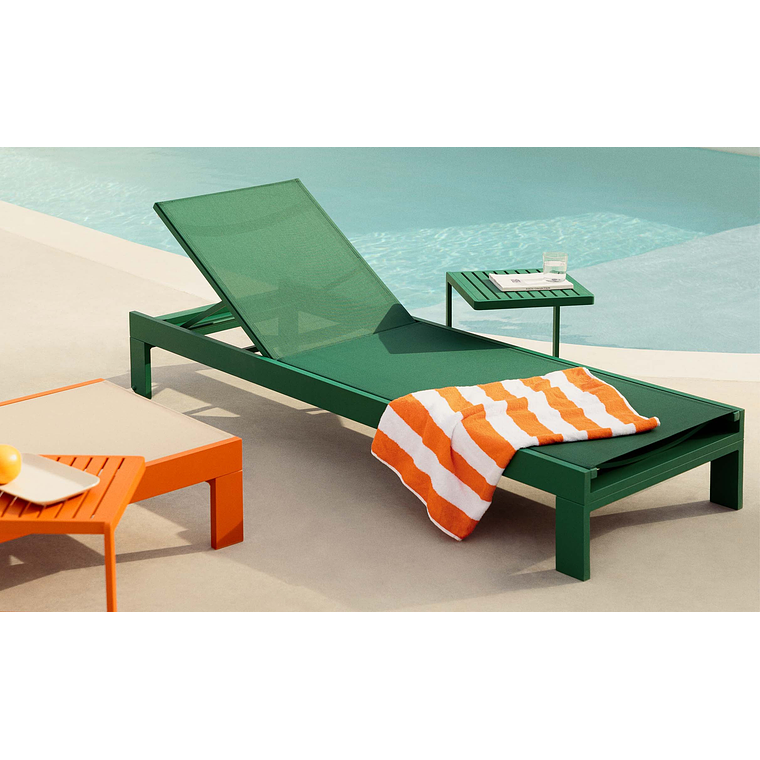 TUMBONA Y MESA AUXILIAR DE ALUMINIO NEW KRETA VERDE PINO 1