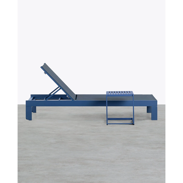 TUMBONA Y MESA AUXILIAR DE ALUMINIO AZUL SAPHIRE 2