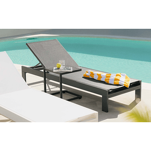 TUMBONA Y MESA AUXILIAR DE ALUMINIO GRIS GRAFITO