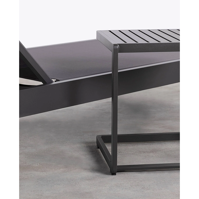 TUMBONA Y MESA AUXILIAR DE ALUMINIO GRIS GRAFITO 4