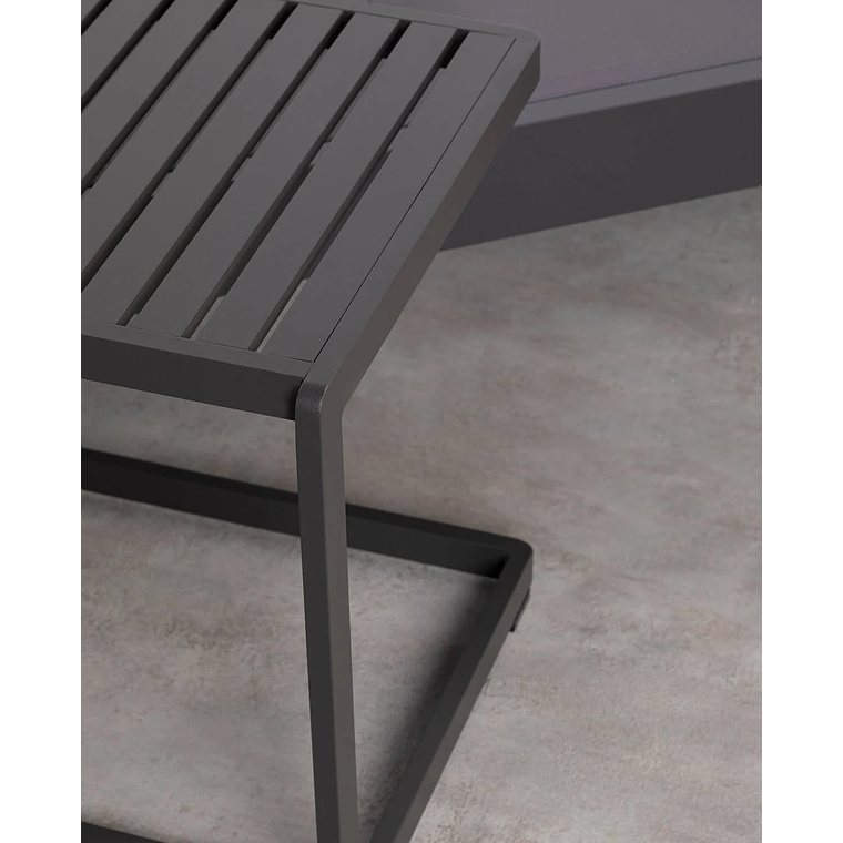 TUMBONA Y MESA AUXILIAR DE ALUMINIO GRIS GRAFITO 5