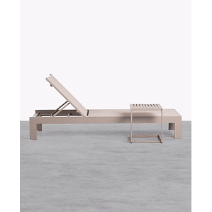 TUMBONA Y MESA AUXILIAR DE ALUMINIO MARRÓN CLAY
