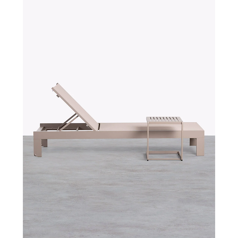 TUMBONA Y MESA AUXILIAR DE ALUMINIO MARRÓN CLAY 2