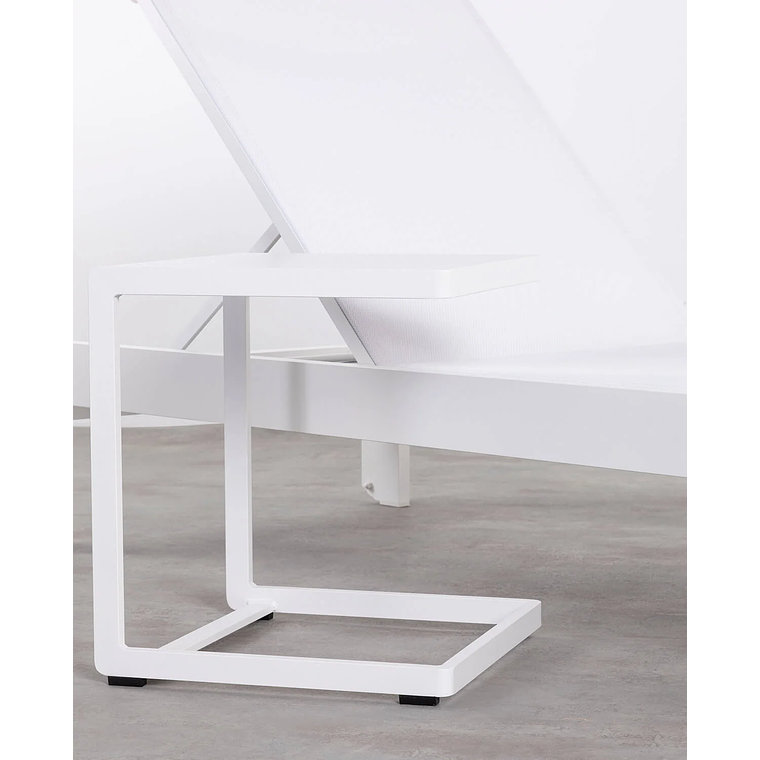 TUMBONA Y MESA AUXILIAR DE ALUMINIO BLANCO POLAR 4