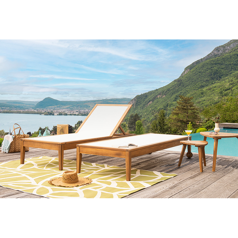 Reposera blanca y madera maciza NAVEEN 6