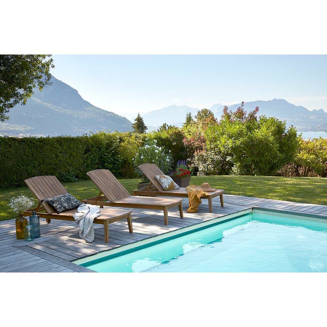 Set de 2 reposeras de acacia maciza CANOPEE 12