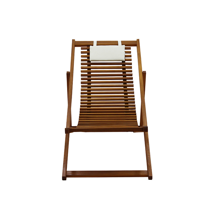 Set de 2 reposeras de madera maciza con cojín de tela blanca MOONA 2