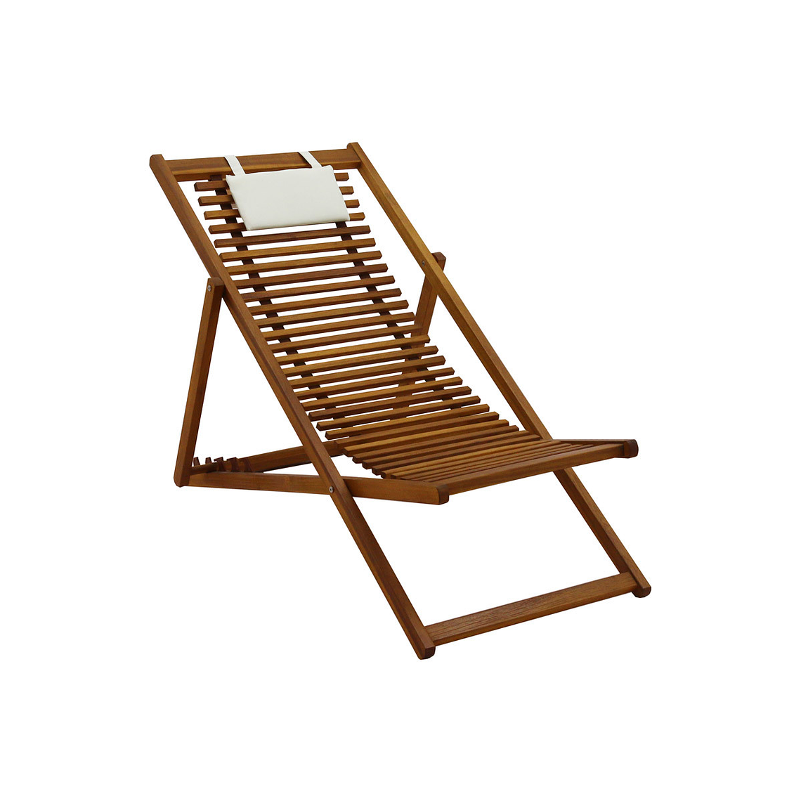 Set de 2 reposeras de madera maciza con cojín de tela blanca MOONA 3