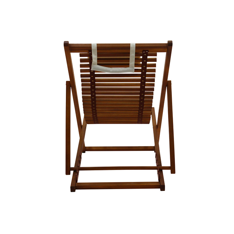 Set de 2 reposeras de madera maciza con cojín de tela blanca MOONA 5