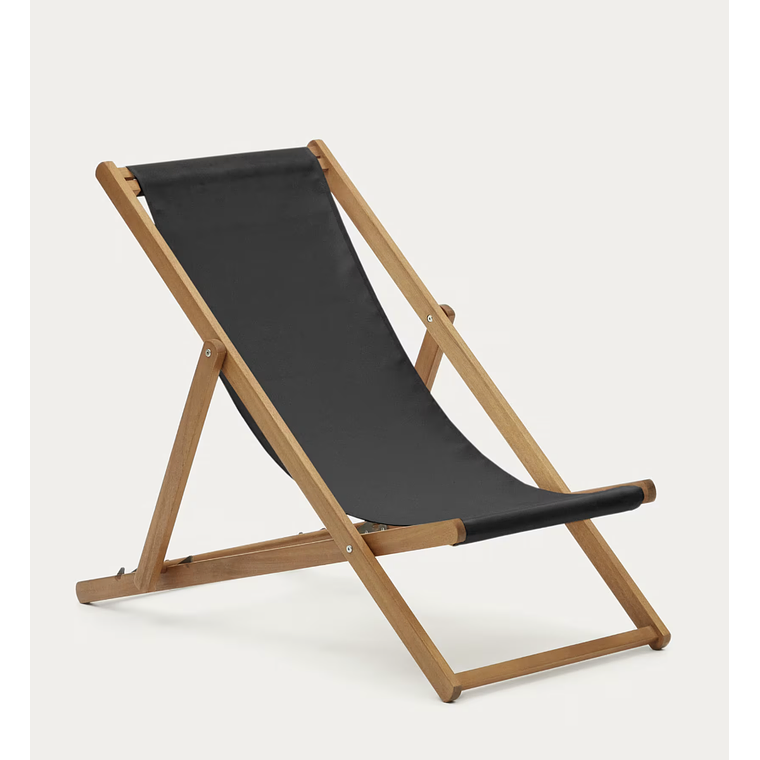 Hamaca plegable de exterior Adredna negro de madera maciza acacia FSC 100% 1