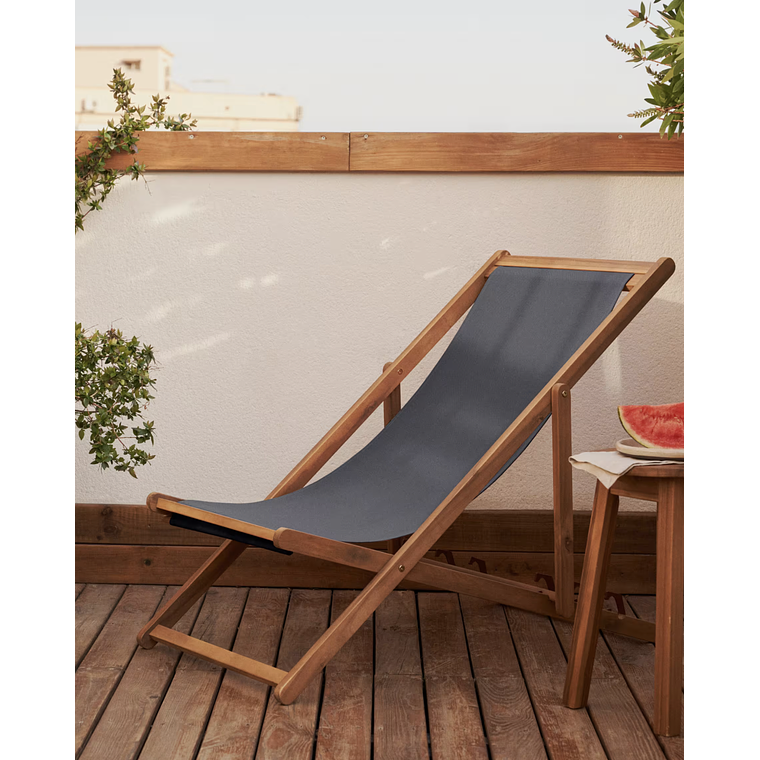 Hamaca plegable de exterior Adredna negro de madera maciza acacia FSC 100% 2