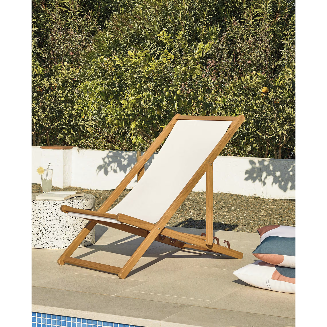 Hamaca plegable de exterior Adredna beige de madera maciza acacia FSC 100% 4