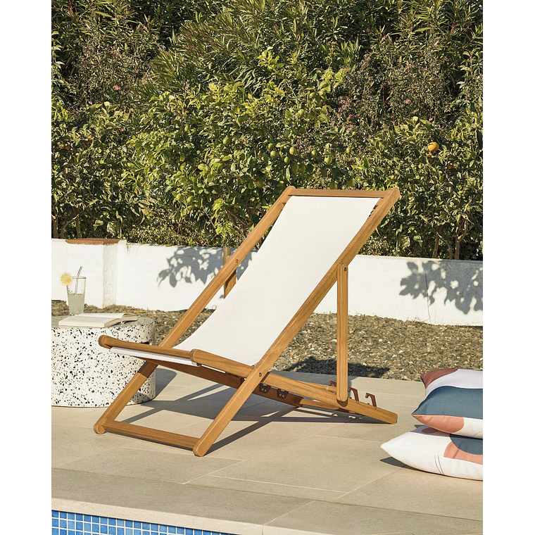 Hamaca plegable de exterior Adredna beige de madera maciza acacia FSC 100% 4