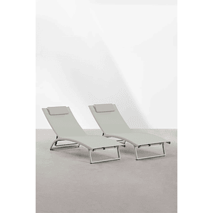 Pack de 2 reposeras reclinables en aluminio verde caqui Dulem