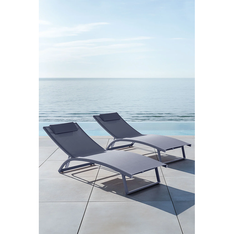 Pack de 2 reposeras reclinables en aluminio gris grafito Dulem 1