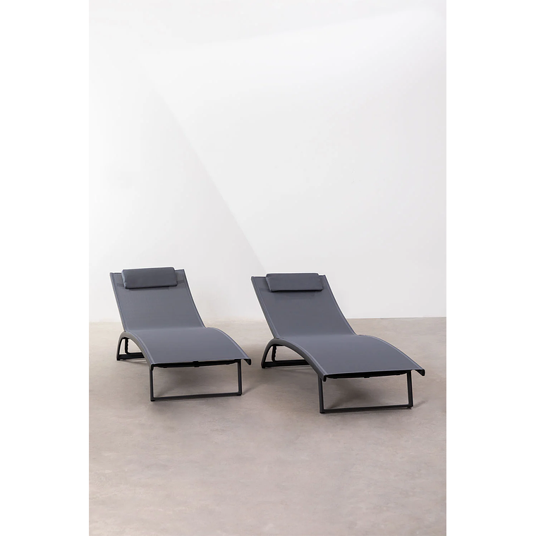 Pack de 2 reposeras reclinables en aluminio gris grafito Dulem 2
