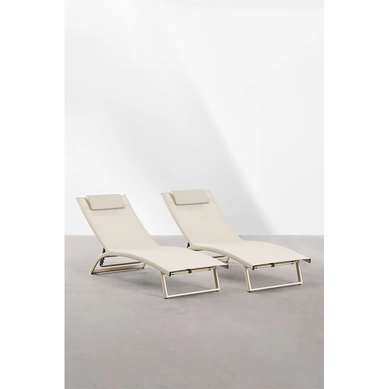 Pack de 2 reposeras reclinables en aluminio beige tapioca Dulem 2