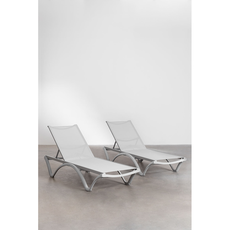 Pack de 2 reposeras apilables gris claro Xeila 1