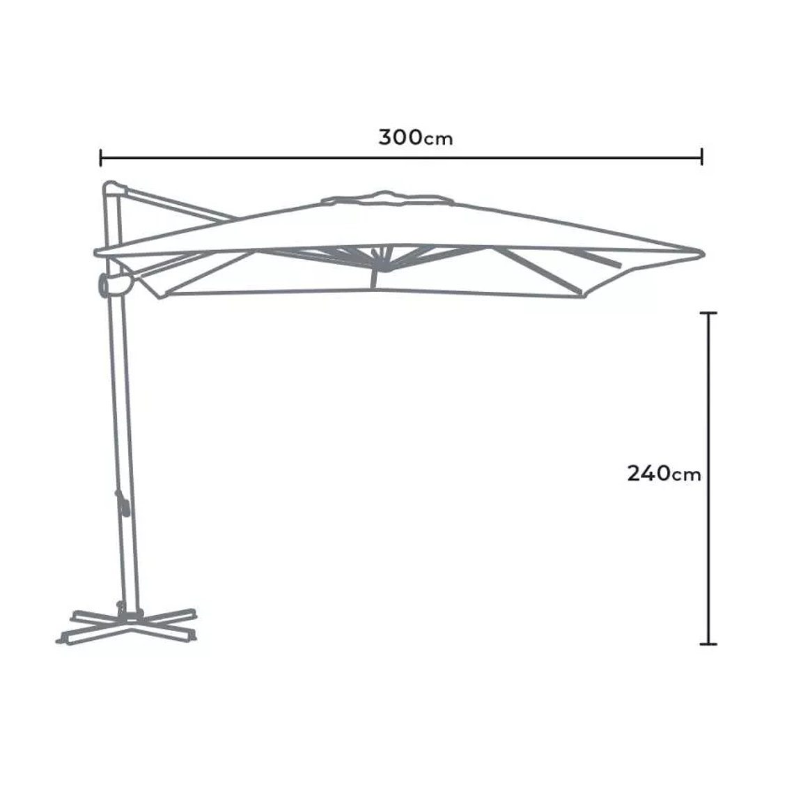 Quitasol Jardín 3x3 Brazo Aluminio Cuadrado Paradise 7