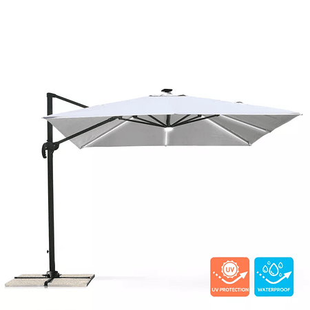 Quitasol Con Luz Solar LED 3x3 De Aluminio Paradise