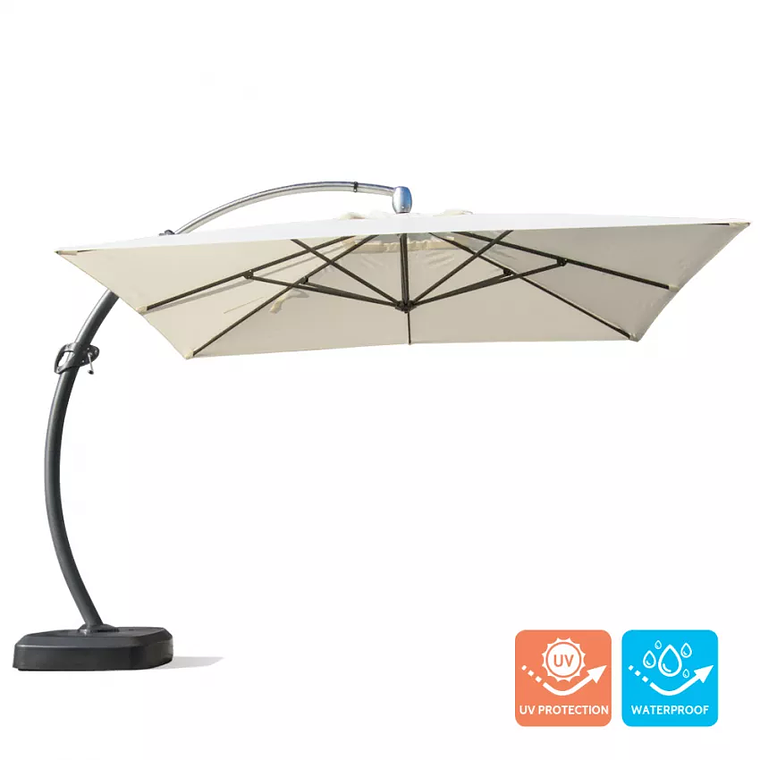 Quitasol Grande Jardín 3,5 Metros Cuadrado Mástil Aluminio Anti UV Copenaghen 3