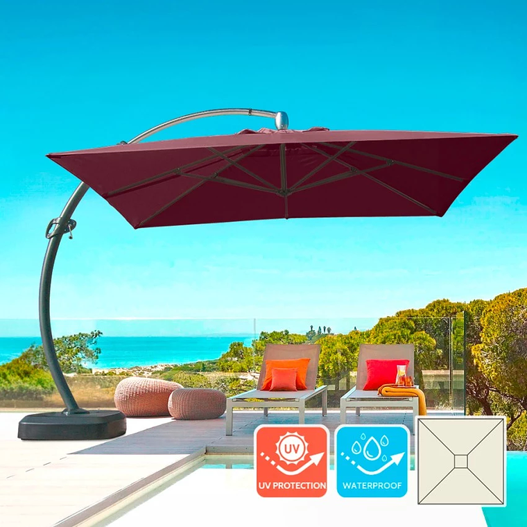 Quitasol De Aluminio Con Poste Descentralizado 3.5x3.5m Anti Uv Copenaghen Brown 1