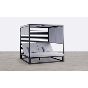 CAMA BALINESA RECLINABLE DE TELA Y ALUMINIO MERSIA GRIS GRAFITO