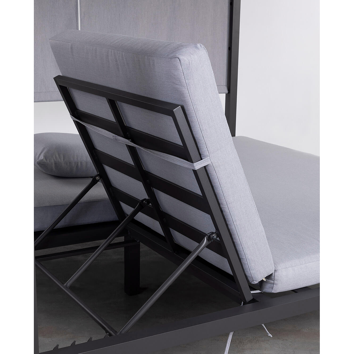 CAMA BALINESA RECLINABLE DE TELA Y ALUMINIO MERSIA GRIS GRAFITO 5