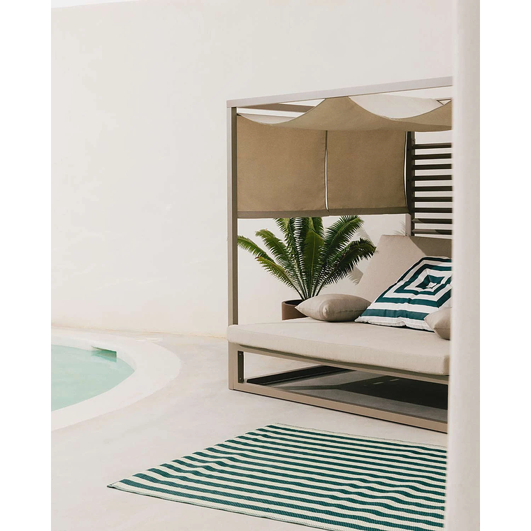 CAMA BALINESA RECLINABLE DE TELA Y ALUMINIO MERSIA MARRÓN CLAY 3