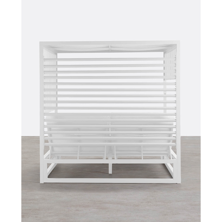 CAMA BALINESA RECLINABLE DE TELA Y ALUMINIO MERSIA BLANCO POLAR 4