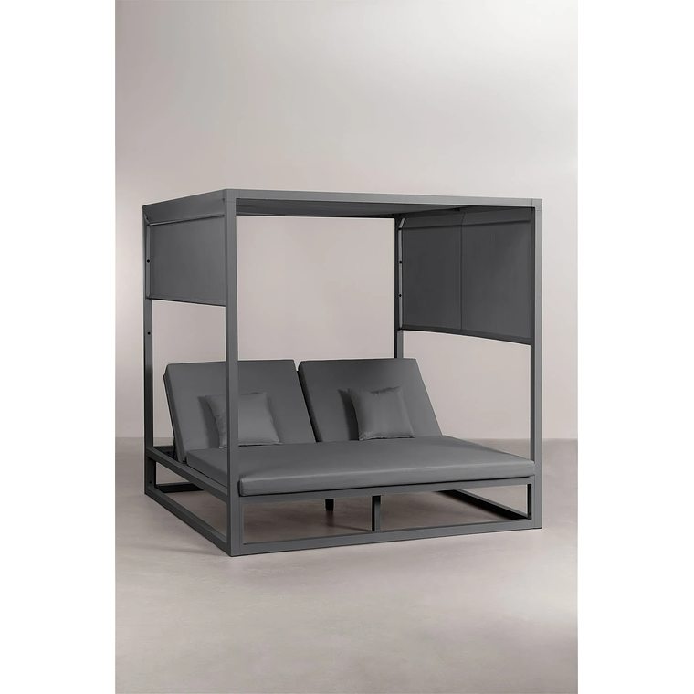 Cama balinesa reclinable en aluminio y tela Nasau Gris Grafito 3