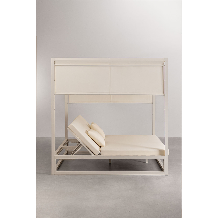 Cama balinesa reclinable en aluminio y tela Nasau Blanco Gardenia 5