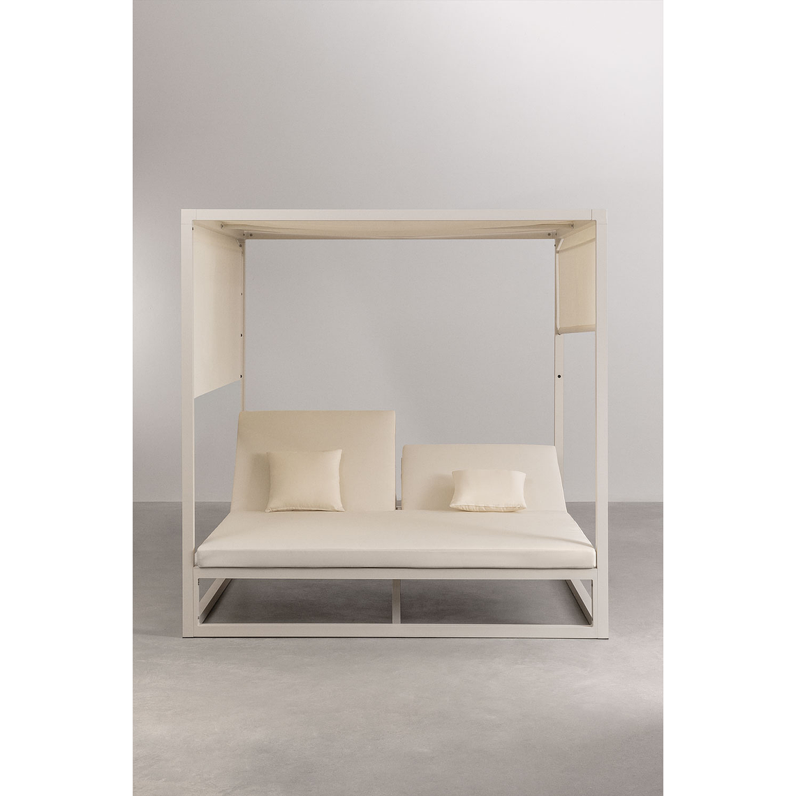 Cama balinesa reclinable en aluminio y tela Nasau Blanco Gardenia 6