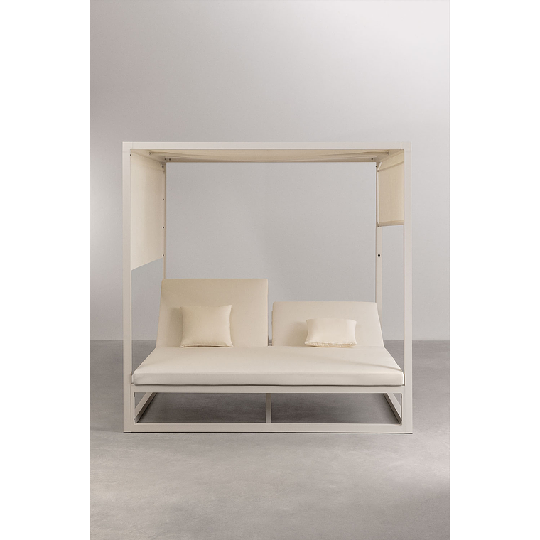 Cama balinesa reclinable en aluminio y tela Nasau Blanco Gardenia 6