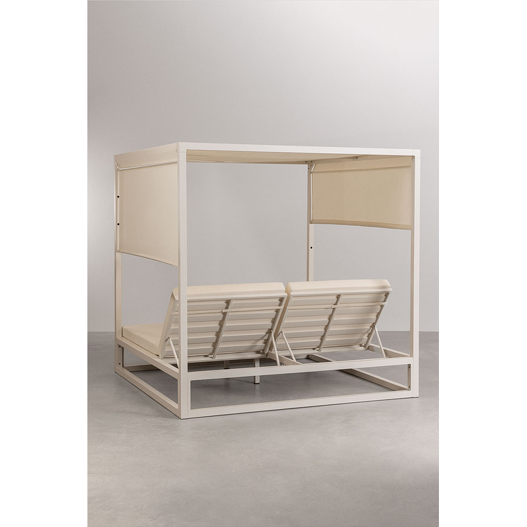 Cama balinesa reclinable en aluminio y tela Nasau Blanco Gardenia 7