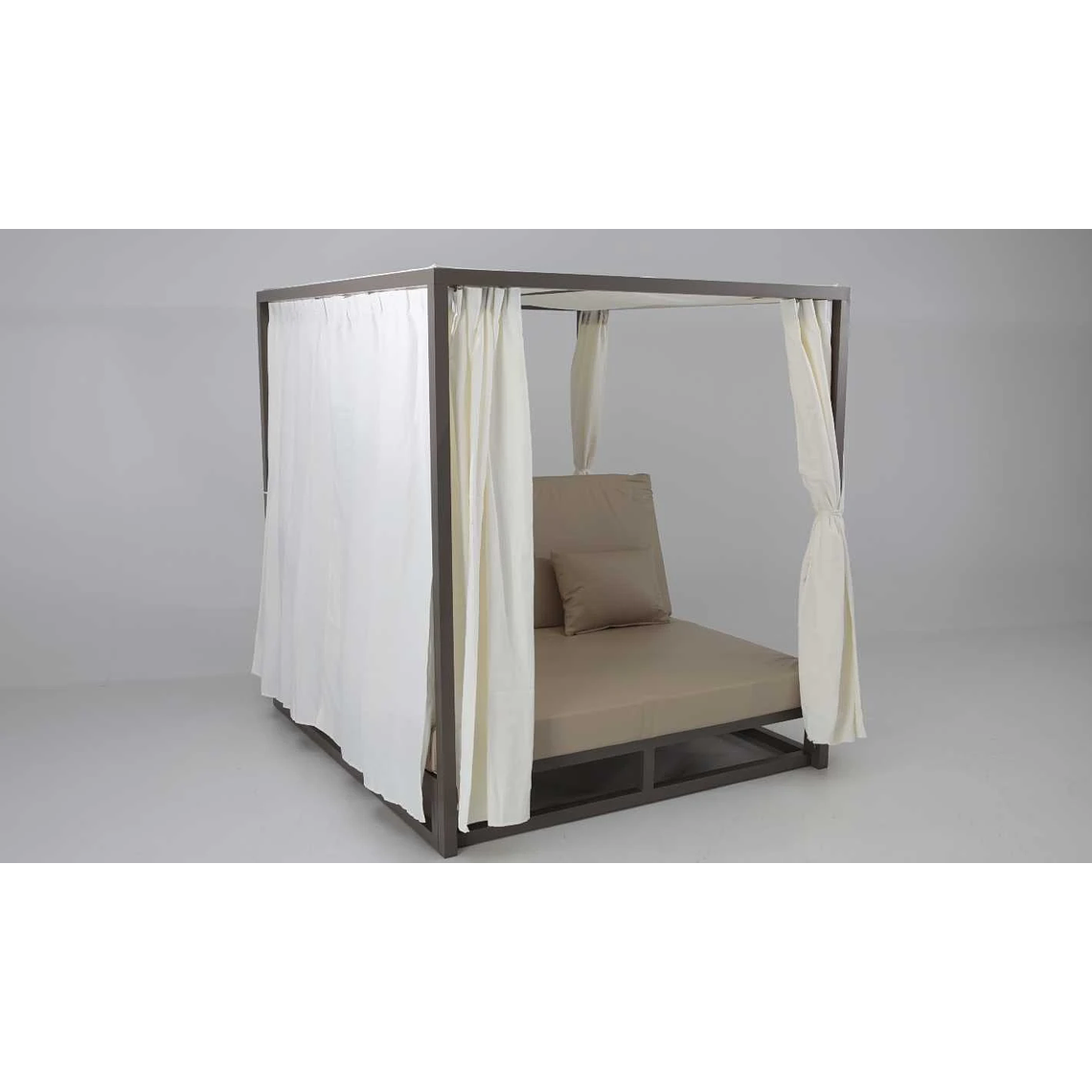 Cama Balinesa aluminio con cojines náuticos antracita 12