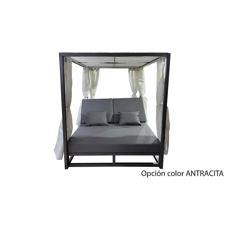 Cama Balinesa aluminio con cojines náuticos marrón CAPE TOWN 2