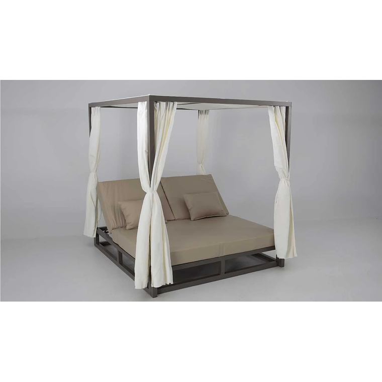 Cama Balinesa aluminio con cojines náuticos marrón CAPE TOWN 1