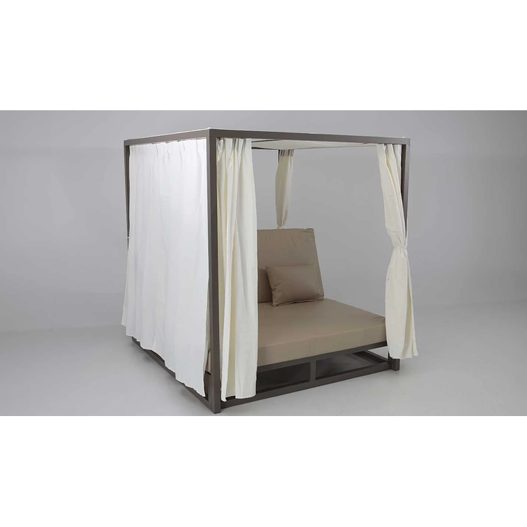 Cama Balinesa aluminio con cojines náuticos marrón CAPE TOWN 12