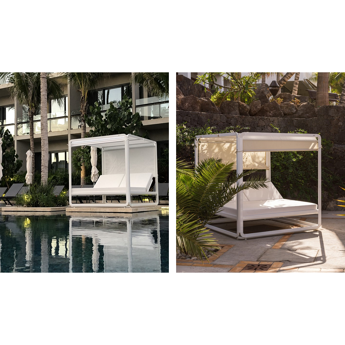 Cama balinesa estructura aluminio con techo Eivissa 3