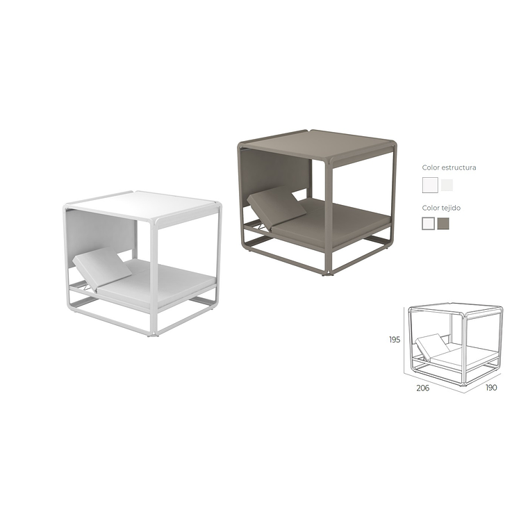Cama balinesa estructura aluminio con techo Eivissa 5