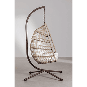 Sillón Colgante de Jardín con Base y Cojín Anoop Marrón Trigo