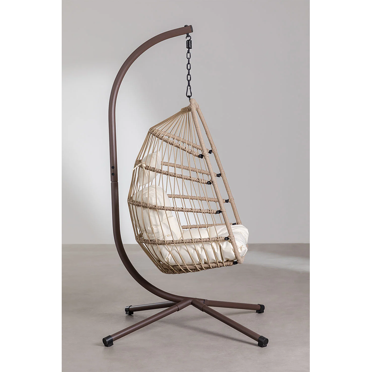 Sillón Colgante de Jardín con Base y Cojín Anoop Marrón Trigo 2