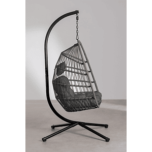 Sillón Colgante de Jardín con Base y Cojín Anoop Gris Hormigón
