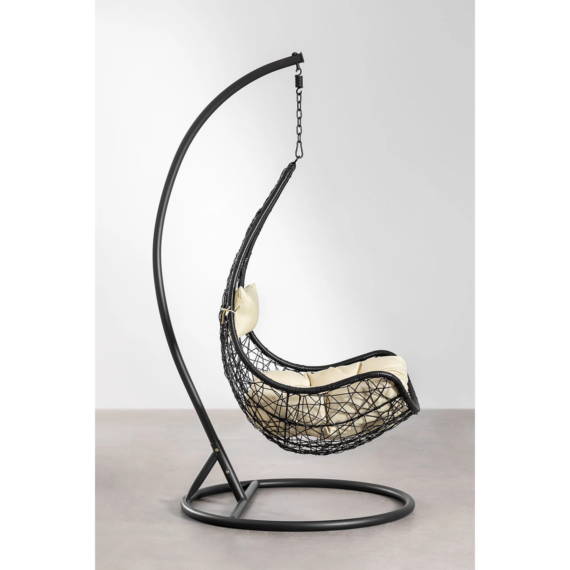 Sillón Colgante de Jardín con Cojín Danail Color Negro Base Negro 2
