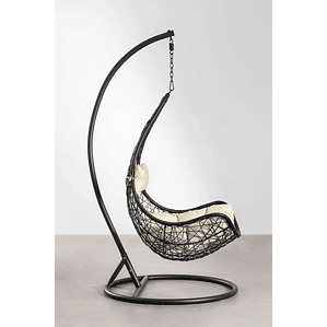 Sillón Colgante de Jardín con Cojín Danail Color Negro Base Negro