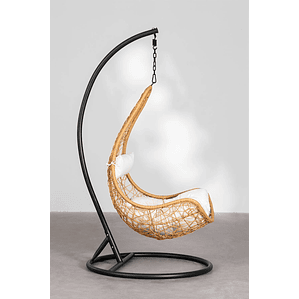 Sillón Colgante de Jardín con Cojín Danail Color Natural Base Negro