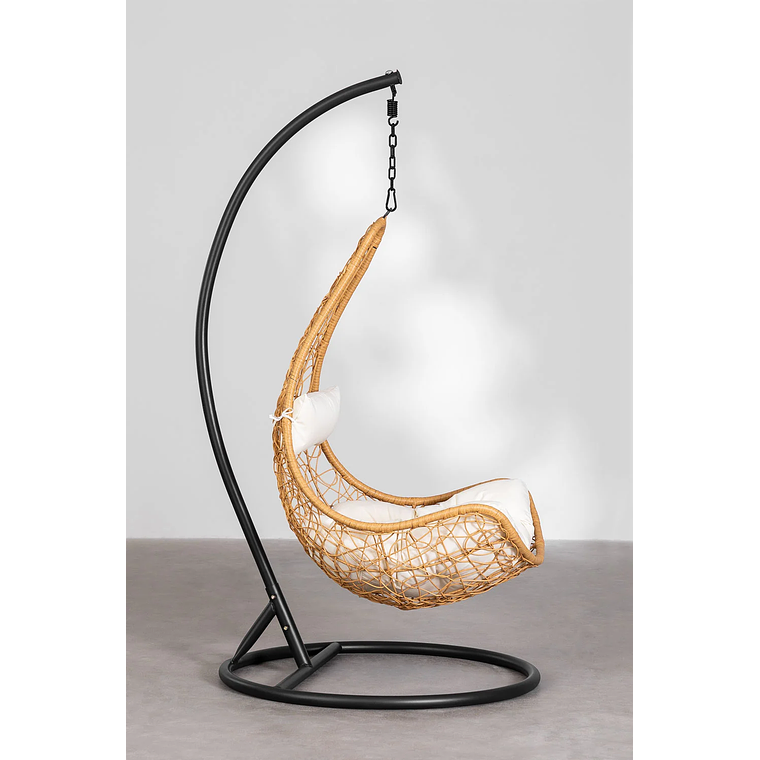 Sillón Colgante de Jardín con Cojín Danail Color Natural Base Negro 2
