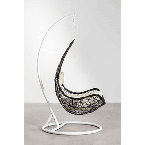 Sillón Colgante de Jardín con Cojín Danail Color Negro Base Blanca